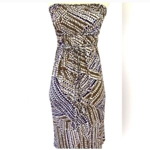 Banana Republic Brown and White Strapless Dress